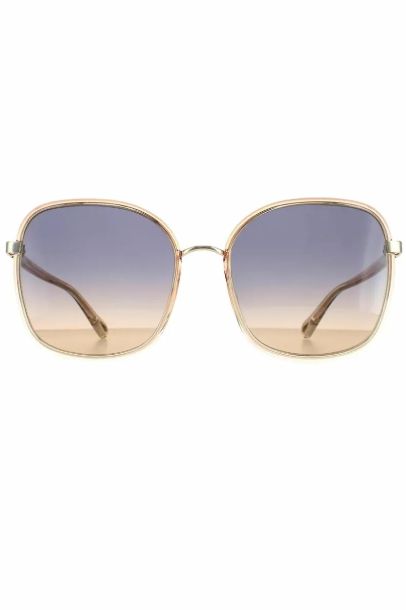 Sunglasses*Chloe Square Crystal Fade and Gold Blue to Brown Gradient CH0031S Franky Orange