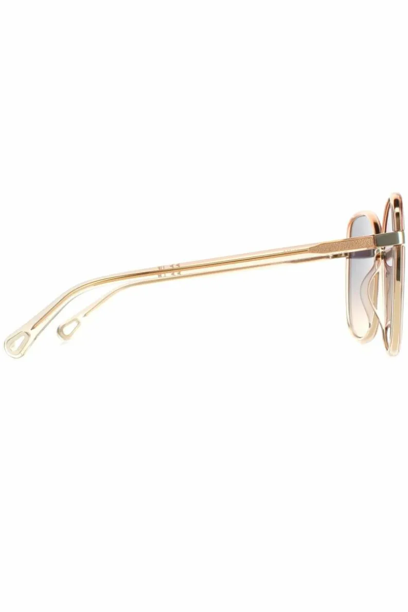 Sunglasses*Chloe Square Crystal Fade and Gold Blue to Brown Gradient CH0031S Franky Orange