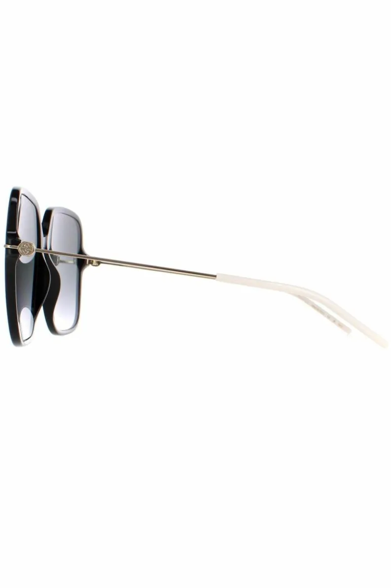 Sunglasses*Gucci Square Shiny and Gold Grey Gradient GG1267S Black