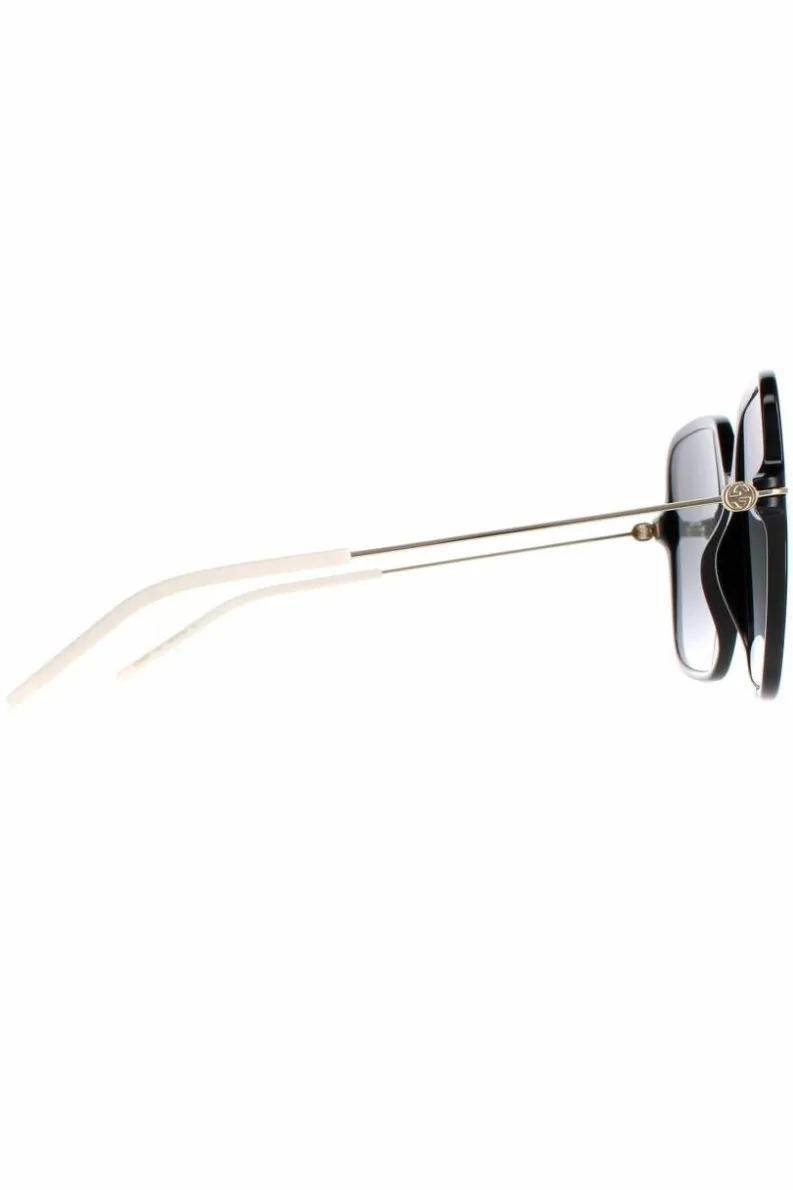 Sunglasses*Gucci Square Shiny and Gold Grey Gradient GG1267S Black