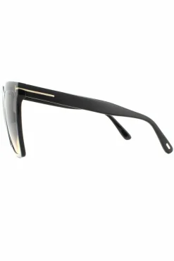 Sunglasses*Tom Ford Square Shiny Grey Smoke Gradient Sunglasses Black