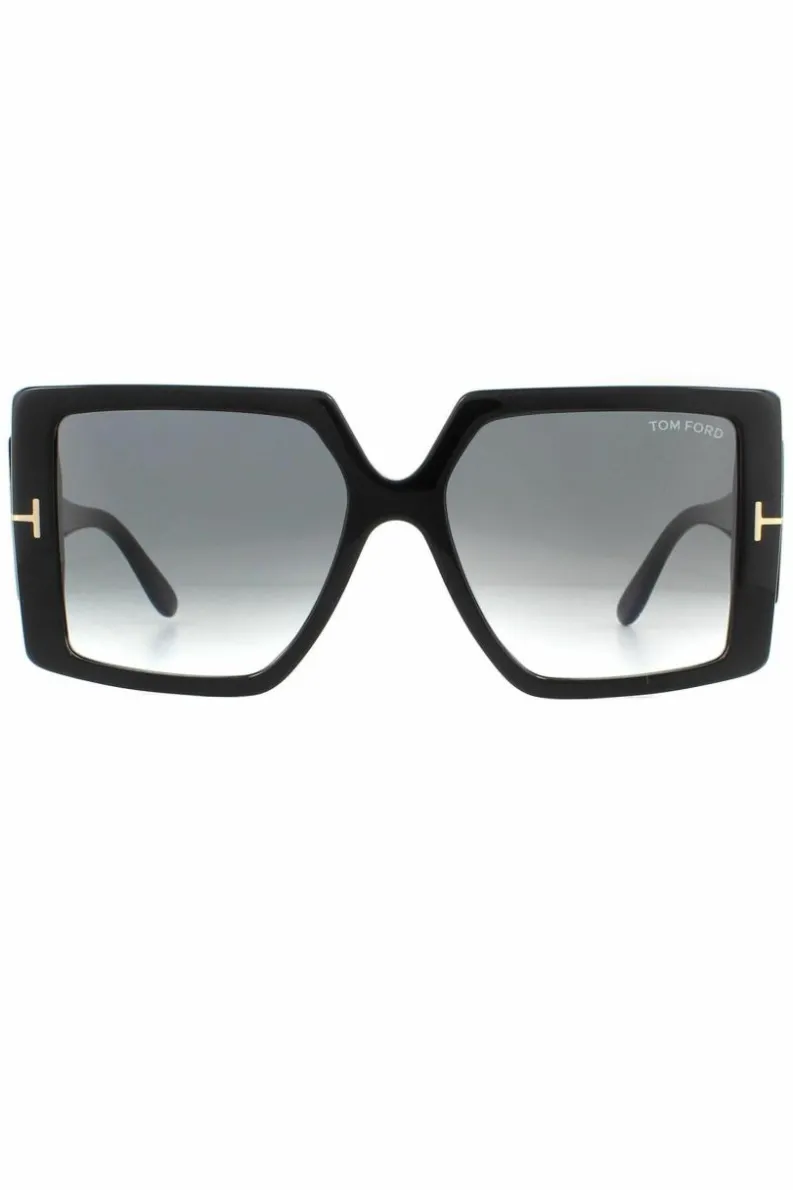 Sunglasses*Tom Ford Square Shiny Grey Smoke Gradient Sunglasses Black