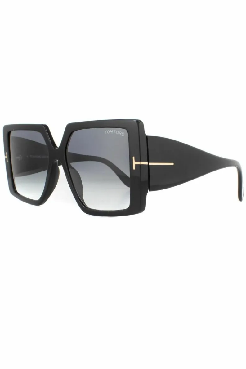 Sunglasses*Tom Ford Square Shiny Grey Smoke Gradient Sunglasses Black