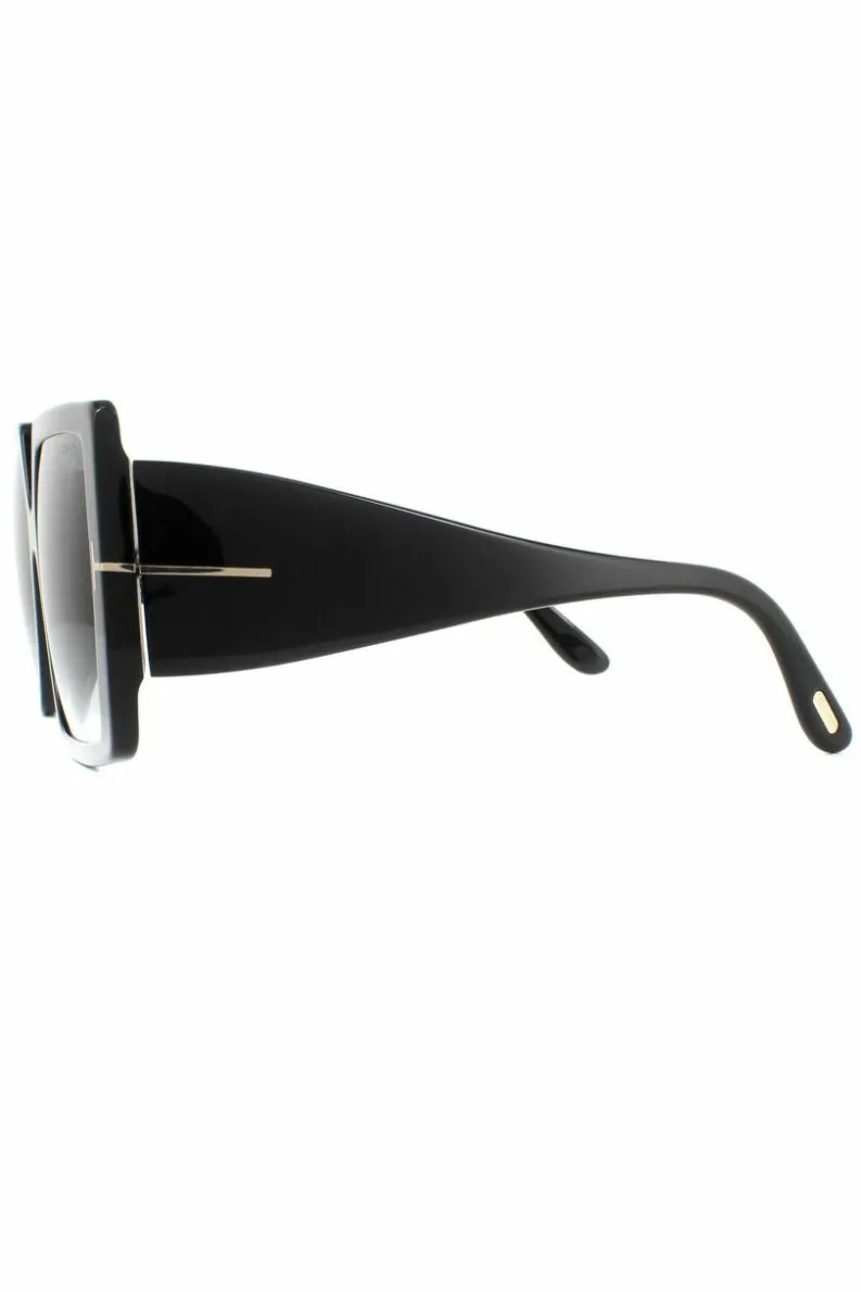 Sunglasses*Tom Ford Square Shiny Grey Smoke Gradient Sunglasses Black