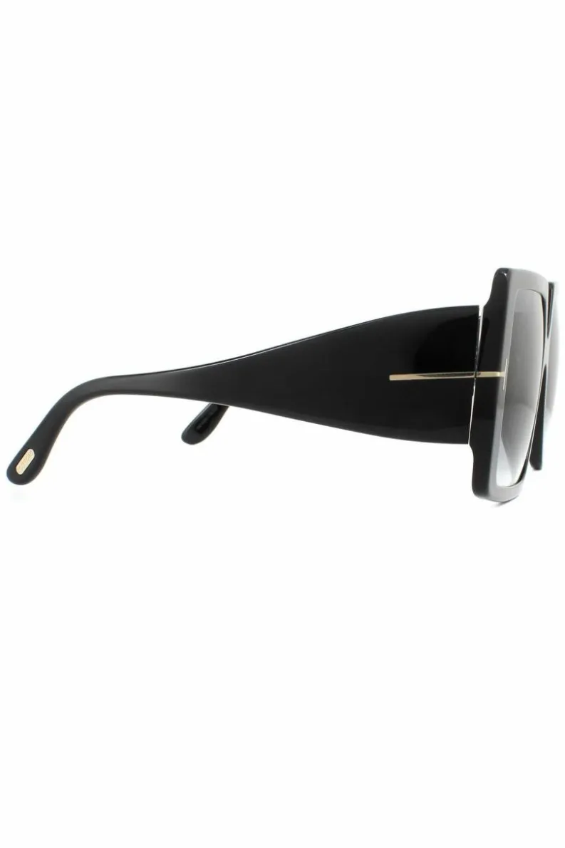 Sunglasses*Tom Ford Square Shiny Grey Smoke Gradient Sunglasses Black