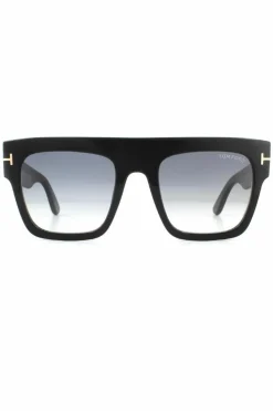 Sunglasses*Tom Ford Square Shiny Grey Smoke Gradient Sunglasses Black