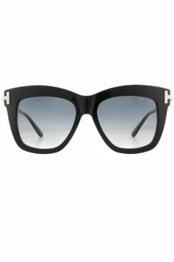 Sunglasses*Tom Ford Square Shiny Smoke Gradient Sunglasses Black