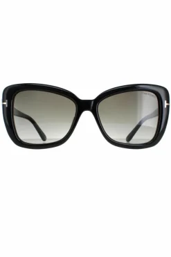 Sunglasses*Tom Ford Square Shiny Smoke Gradient Maeve FT1008 Black