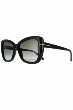 Sunglasses*Tom Ford Square Shiny Smoke Gradient Maeve FT1008 Black