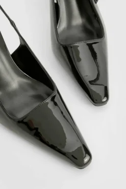 Heels*boohoo Square Stiletto Buckle Slingback Court Shoes black