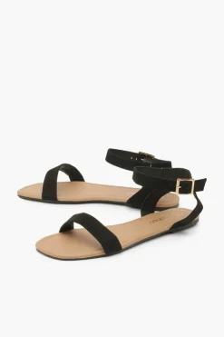 Flats|Sandals*boohoo Square Toe 2 Parts Basic Sandals black