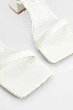 Heels*boohoo Square Toe Block Heel Two Part Heels white