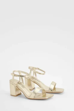 Heels*boohoo Square Toe Block Heel Two Part Heels gold