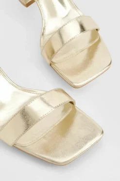 Heels*boohoo Square Toe Block Heel Two Part Heels gold