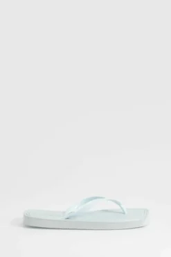 Sandals*boohoo Square Toe Flip Flops baby blue