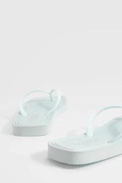 Sandals*boohoo Square Toe Flip Flops baby blue