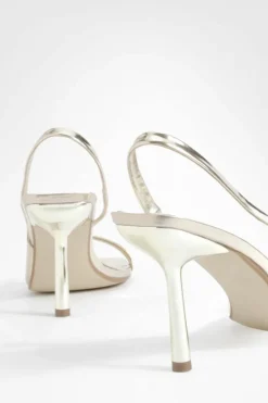 Heels*boohoo Square Toe Slingback Heels gold
