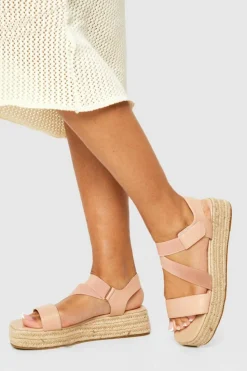 Flats|Sandals*boohoo Square Toe Sporty Flatform Sandals nude