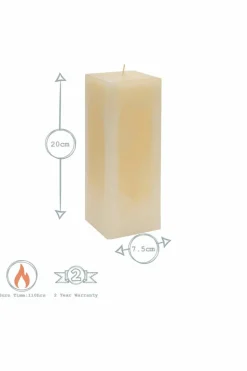 Candles & Diffusers|Candles*Nicola Spring Square Vanilla Pillar Candles - 110 Hours - Cream - Pack of 3 Beige