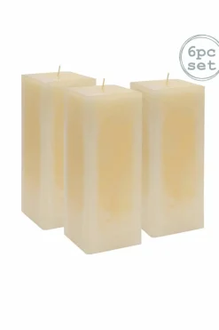 Candles & Diffusers|Candles*Nicola Spring Square Vanilla Pillar Candles - 110 Hours - Cream - Pack of 6 Beige