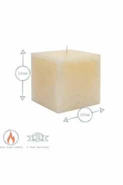 Candles & Diffusers|Candles*Nicola Spring Square Vanilla Pillar Candles - 120 Hours - Cream - Pack of 3 Beige