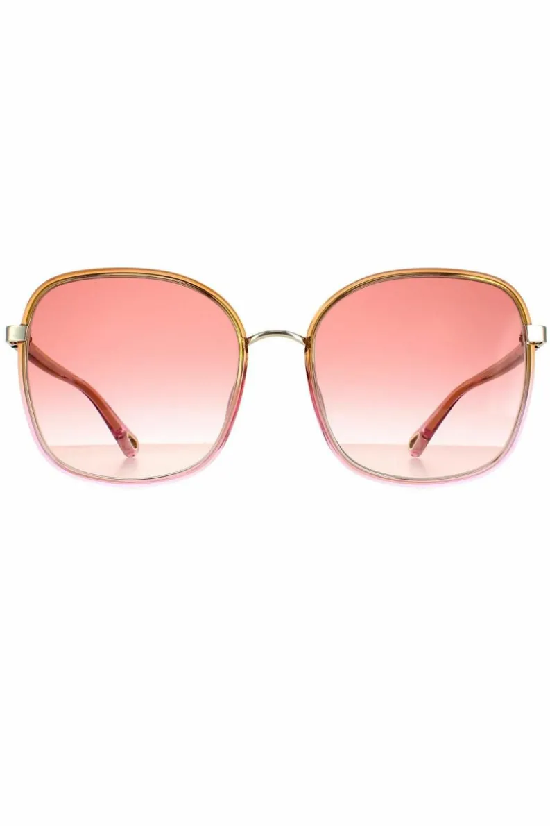 Sunglasses*Chloe Square to Pink Crystal Fade and Gold Pink Gradient CH0031S Franky Yellow