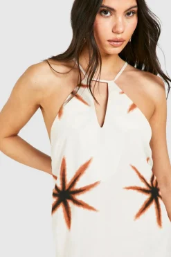 Smock Dresses*boohoo Star Printed Open Back Maxi Dress cream