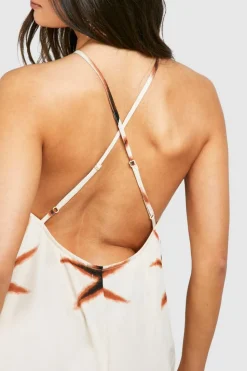 Smock Dresses*boohoo Star Printed Open Back Maxi Dress cream
