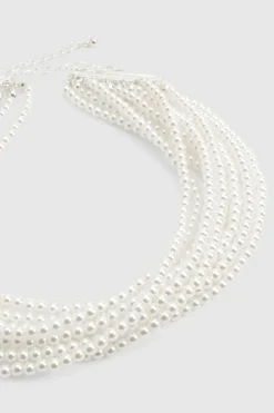 Necklaces*boohoo Statement Layered Choker pearl