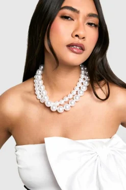 Necklaces*boohoo Statement Layered Necklace pearl