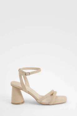 Heels*boohoo Statement Padded Strappy Mid Heels nude
