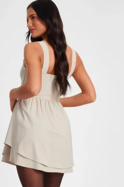 Skater Dresses*Quiz Double Layered Skater Dress Stone