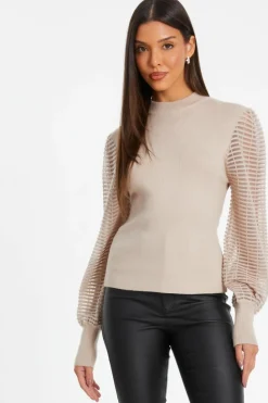 Jumpers*Quiz High Neck Jumper Stone