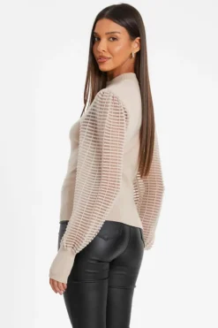 Jumpers*Quiz High Neck Jumper Stone