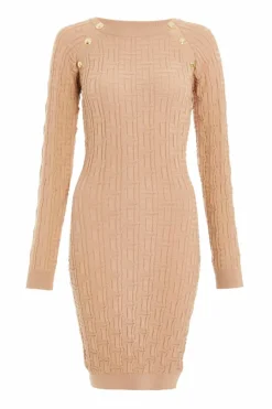 Jumper Dresses|Jumper Dresses*Quiz Knitted Jacquard Mini Dress Stone