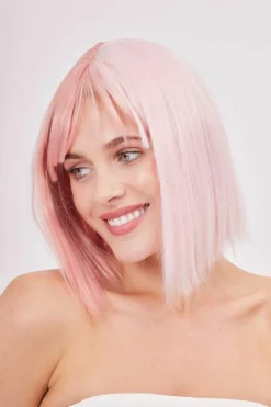 Hair Accessories*My Accessories London Straight Bob Wig in Two-tone Pink