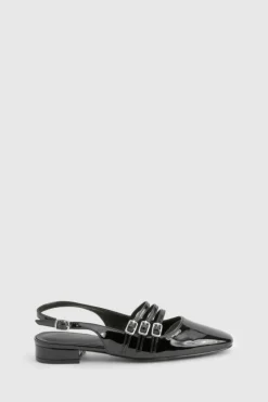 Ballet Flats|Flats*boohoo Strap Detail Slingback Pointed Flats black