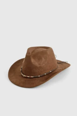 Hats & Gloves|Hats & Gloves*boohoo Strap Detail Western Cowboy Hat mocha