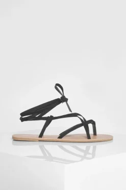 Flats|Sandals*boohoo Strappy Ankle Tie Sandal black