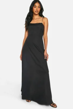 Smock Dresses*boohoo Strappy Back Maxi Dress black