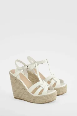 Wedges*boohoo Strappy Front Patent Wedges white