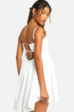 Smock Dresses*boohoo Strappy Open Back Mini Dress white
