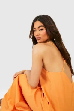 Cami Dresses*boohoo Strappy Slip Maxi Dress orange