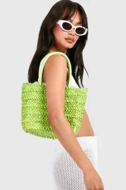 Handbags*boohoo Straw Grab Bag lime