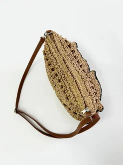 Shoulder Bags|Handbags*SVNX Straw Shoulder Bag with Frill Detail Natural