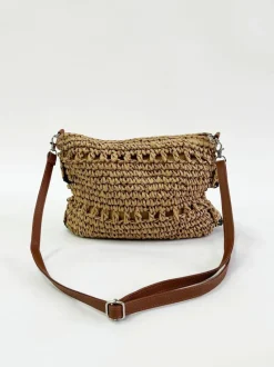Shoulder Bags|Handbags*SVNX Straw Shoulder Bag with Frill Detail Natural
