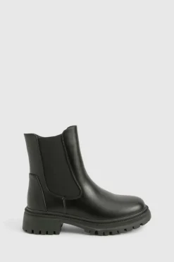 Chunky Boots|All Boots*boohoo Stretch Panel Chunky Chelsea Boots black