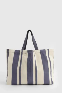 Handbags|Tote Bags*boohoo Stripe Canvas Oversized Tote Bag navy