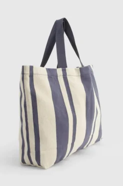 Handbags|Tote Bags*boohoo Stripe Canvas Oversized Tote Bag navy