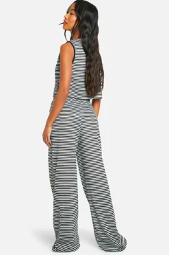 Knitted Co-Ords|Beachwear*boohoo Stripe Knitted Top & Trouser Beach Co-ord black